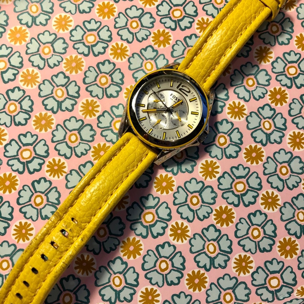 Fossil Yellow Leather Watch